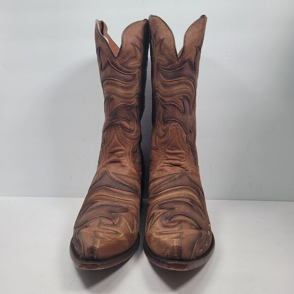 Dan Post Men's Brown Racer Leather Western Boots DP2571 US Size 13D - Picture 4 of 12